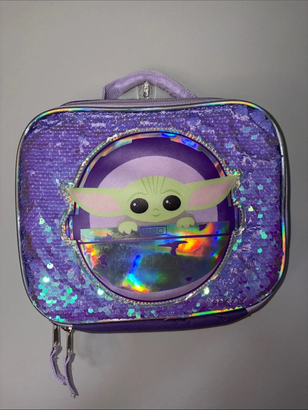 Purple Sequin Baby Yoda (Grogu) Lunch Bag Star Wars